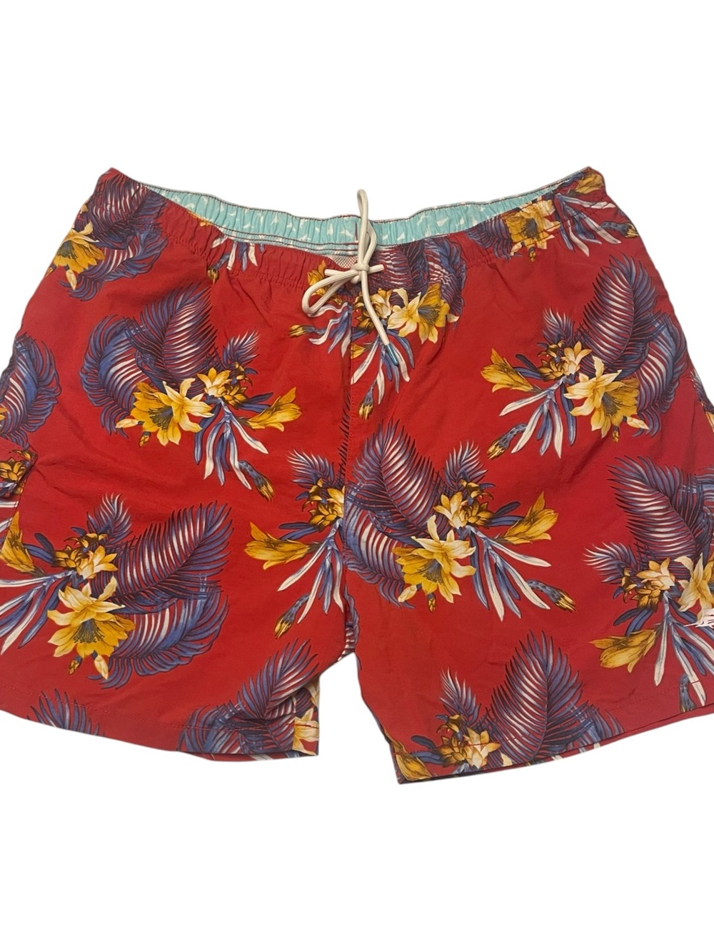 Tommy Bahama Red Floral & Blue Leaf Print Swim Trunks sz XXL
